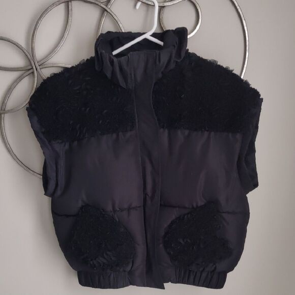 RACHEL Rachel Roy Black Textured Puffer Vest - Picture 2 of 7